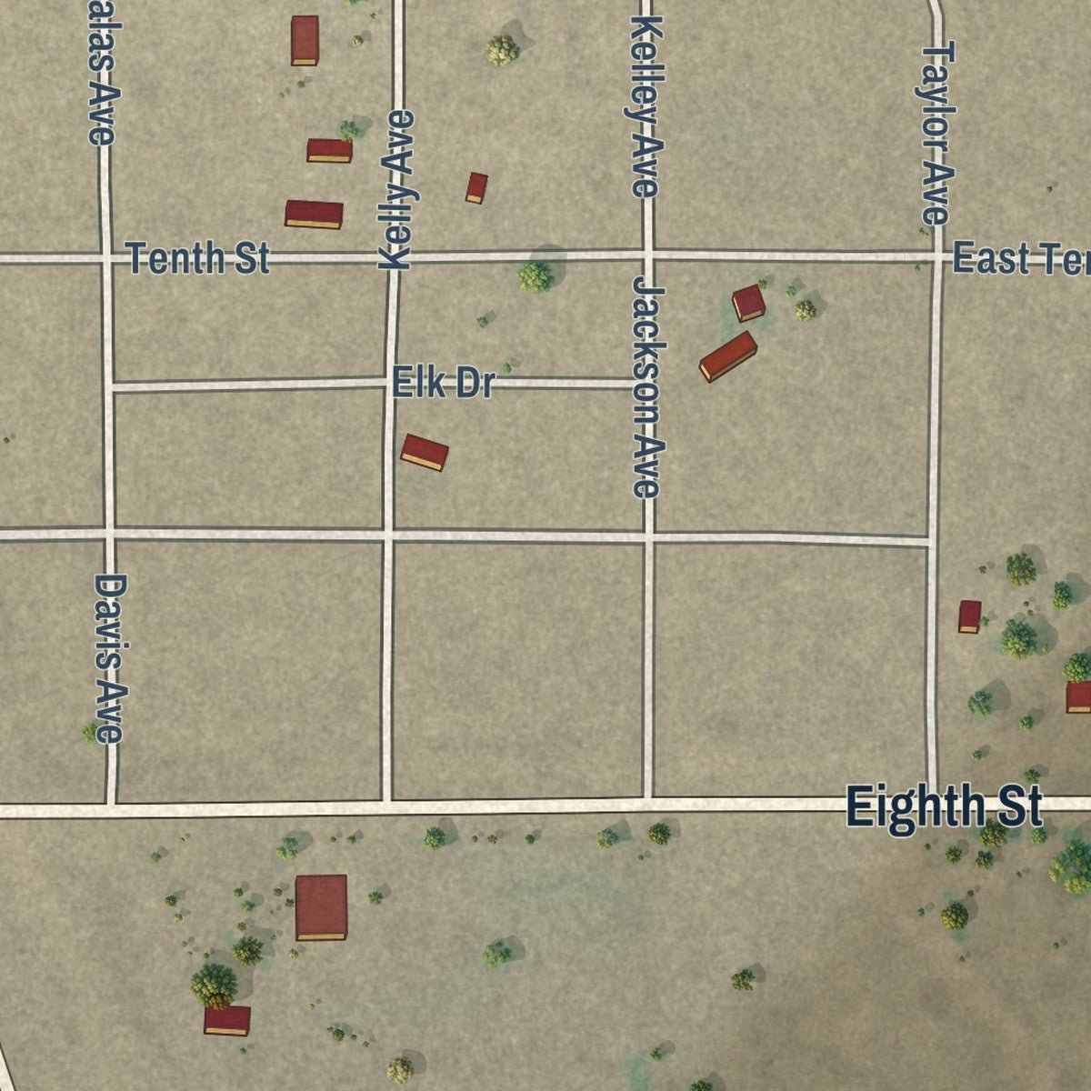 Second close-up of the map of Willard, New Mexico print showing more streets and buildings