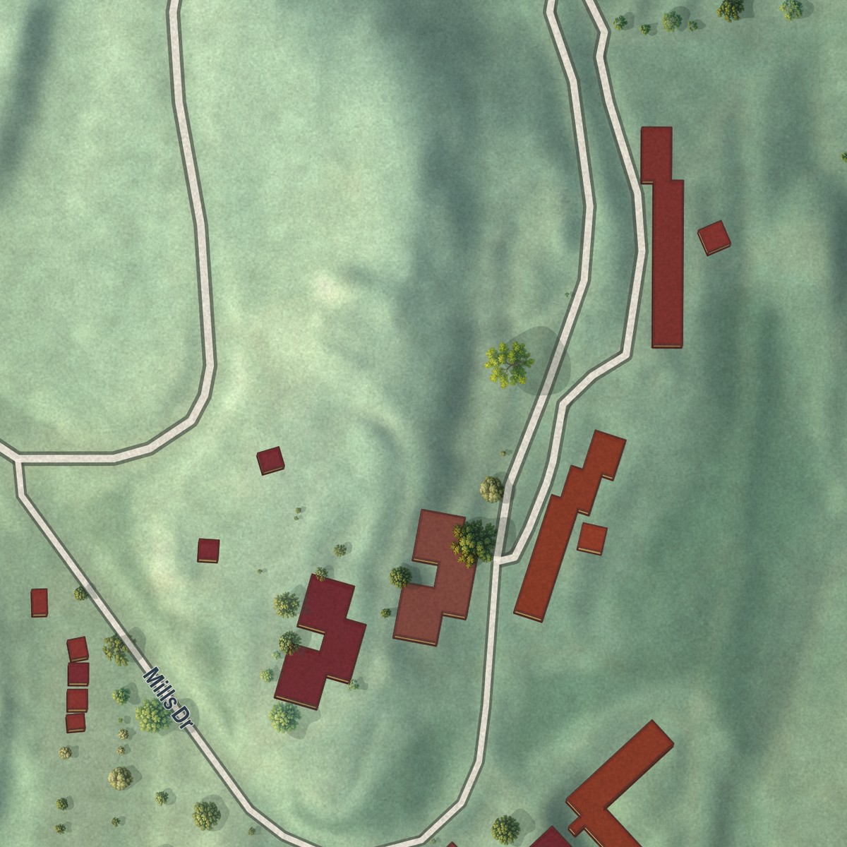 Second close-up of the map of William Paterson University of New Jersey, New Jersey print showing more streets and buildings