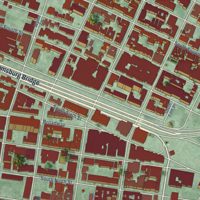 Second close-up of the map of Williamsburg, New York print showing more streets and buildings