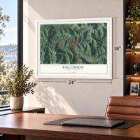 Williamson, West Virginia map, 18 x 24 inch print in a white frame in a home office