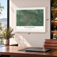 Williamstown, New Jersey map, 18 x 24 inch print in a white frame in a home office