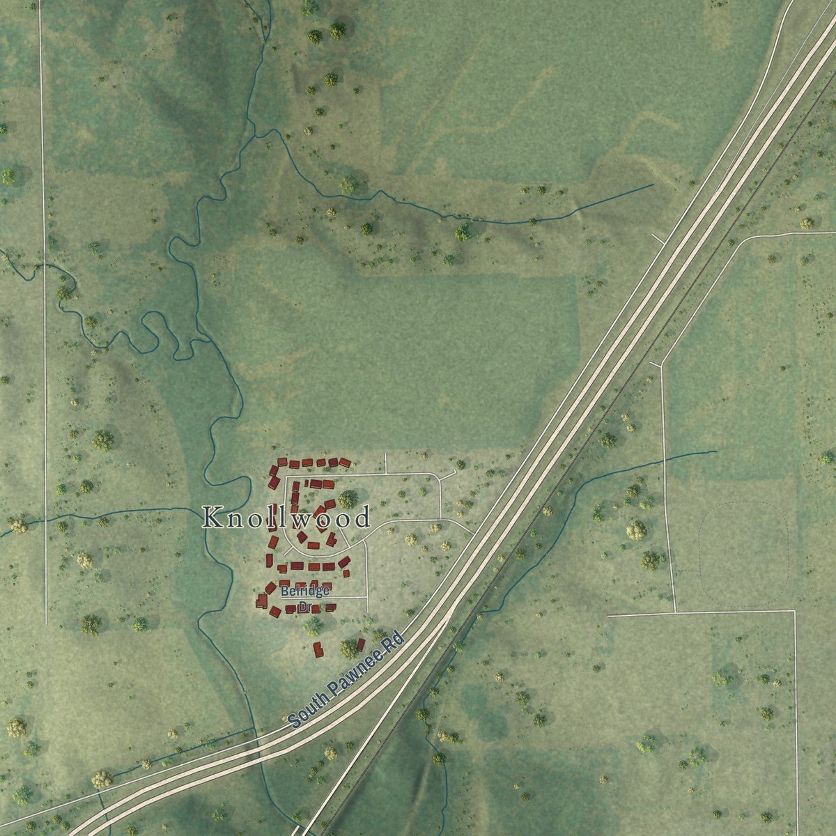 Second close-up of the map of Williamsville, Illinois print showing more streets and buildings