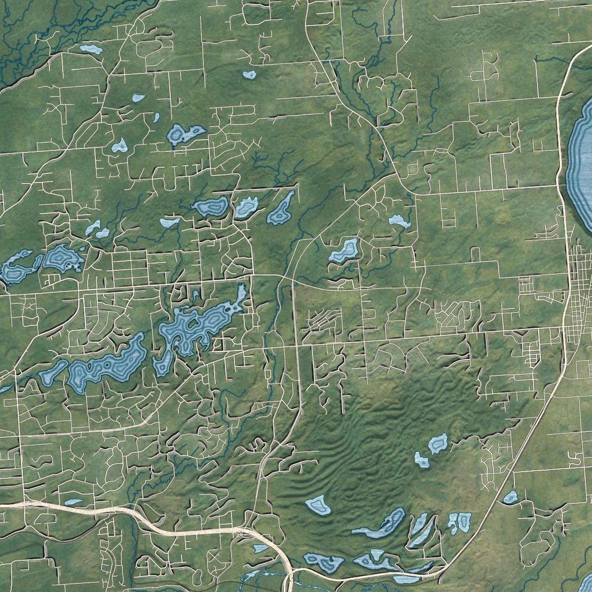 Second close-up of the map of Willow, Alaska print showing more streets and buildings