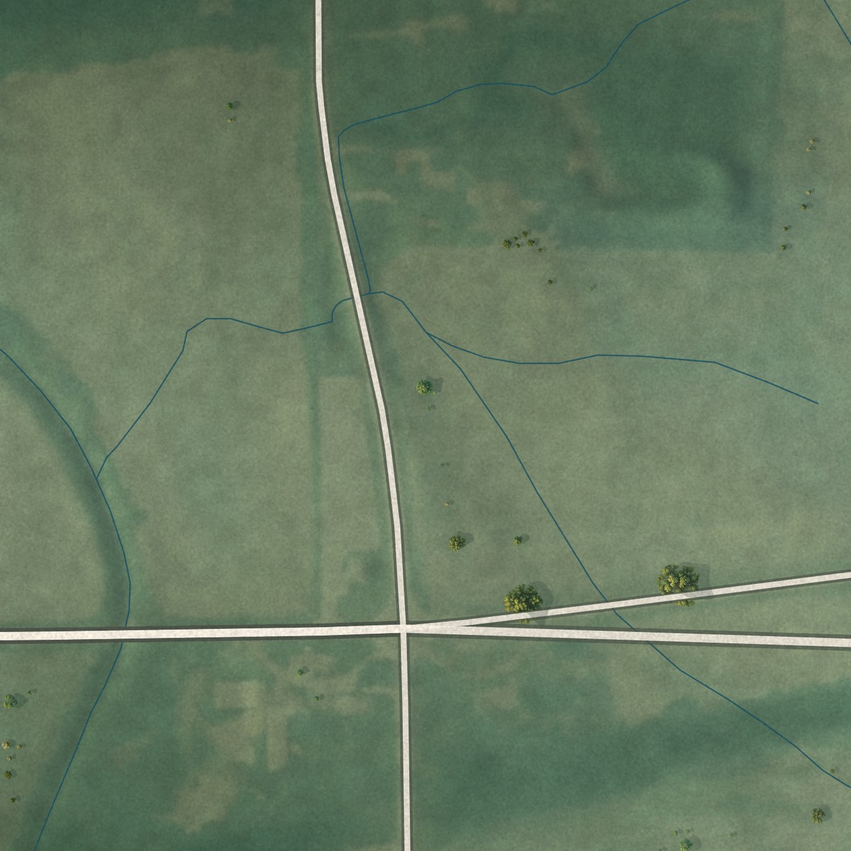 Second close-up of the map of Willow Branch, Indiana print showing more streets and buildings