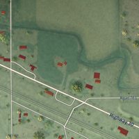 Second close-up of the map of Willow Island, Nebraska print showing more streets and buildings