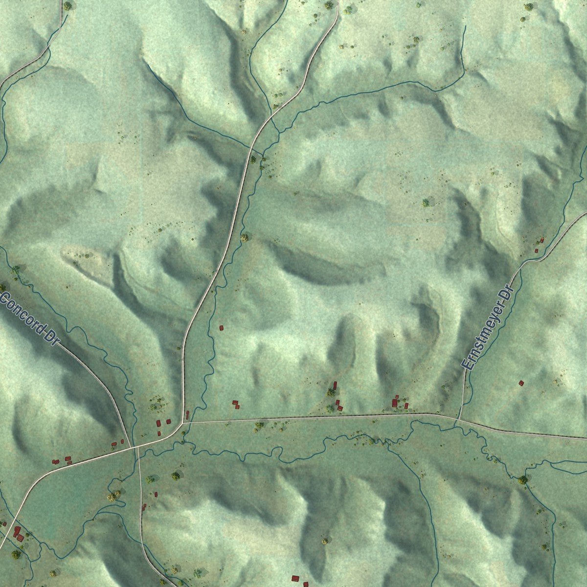 Second close-up of the map of Willow, Wisconsin print showing more streets and buildings