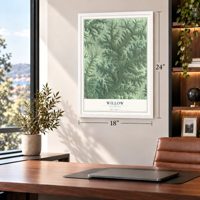 Willow, Wisconsin map, 18 x 24 inch print in a white frame in a home office