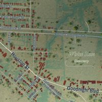 Second close-up of the map of Wills Point, Texas print showing more streets and buildings