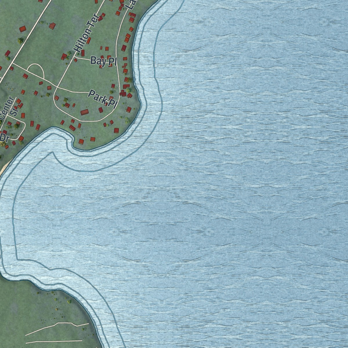 Second close-up of the map of Willsboro Point, New York print showing more streets and buildings