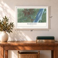 Wilmington, Delaware map, 12 x 18 inch print in a white frame in an entryway