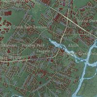 Second close-up of the map of Wilmington, North Carolina print showing more streets and buildings