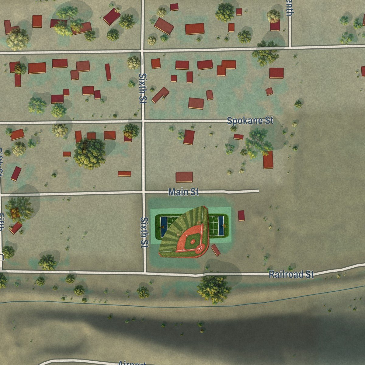 Second close-up of the map of Wilson Creek, Washington print showing more streets and buildings