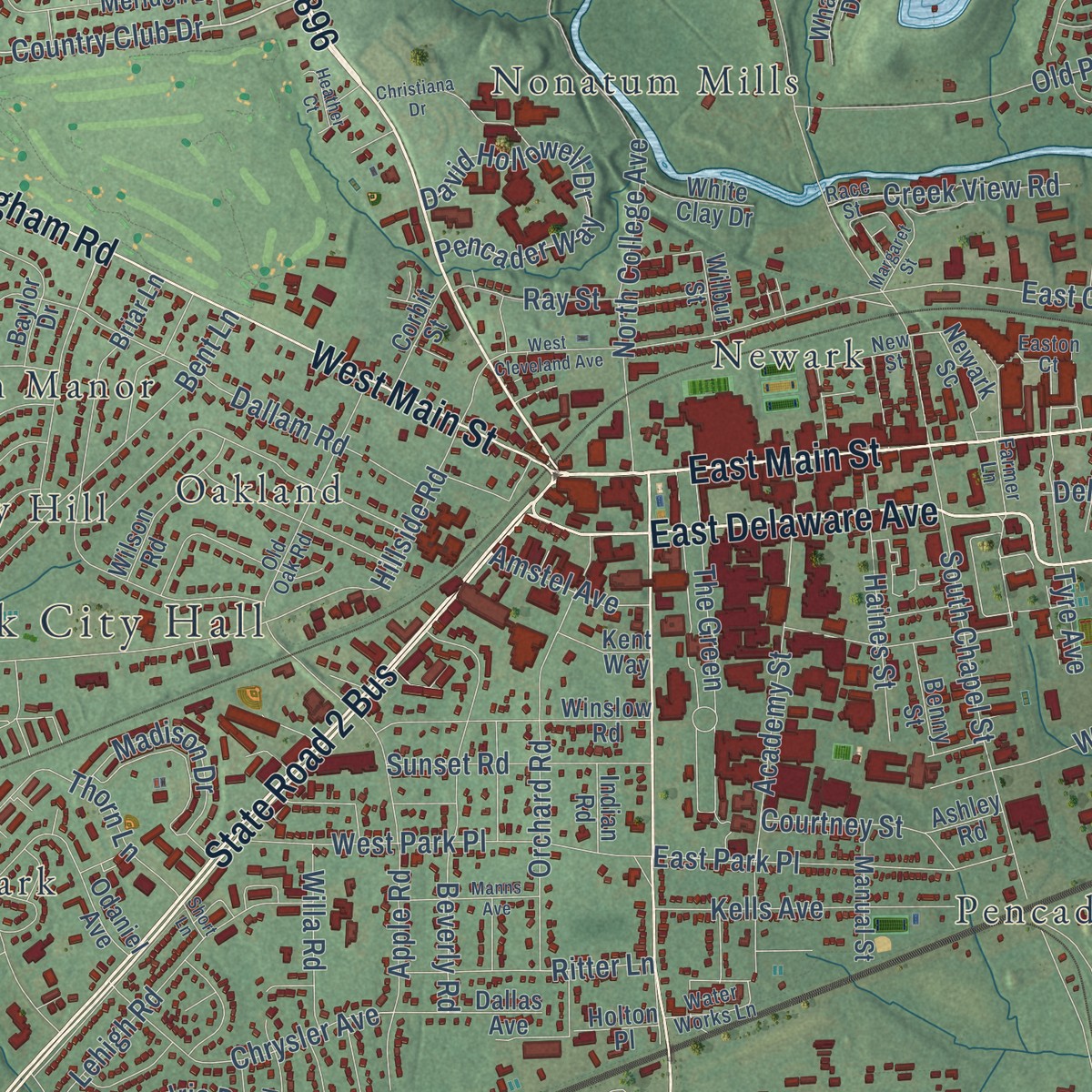 Second close-up of the map of Wilson, Delaware print showing more streets and buildings