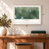 Wilton, Minnesota map, 12 x 18 inch print in a white frame in an entryway