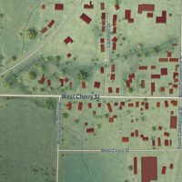 Second close-up of the map of Winchester, Illinois print showing more streets and buildings
