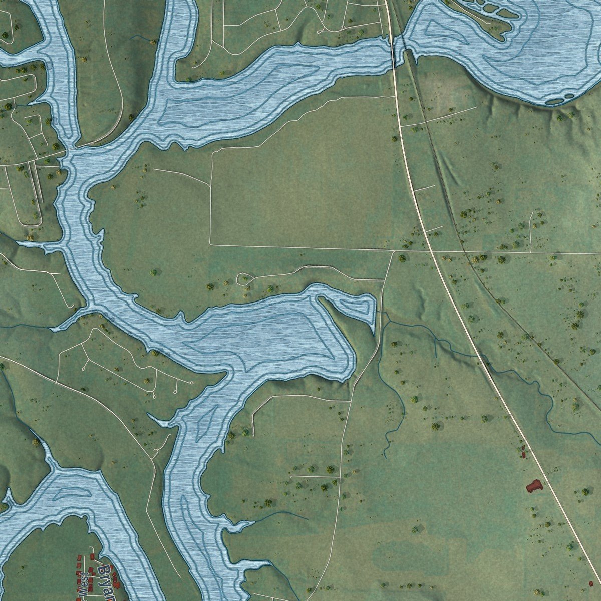 Second close-up of the map of Winchester, Tennessee print showing more streets and buildings