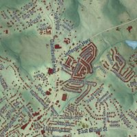 Second close-up of the map of Winder, Georgia print showing more streets and buildings