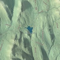 Close-up of the map of Windham, Vermont print showing terrain and local geography