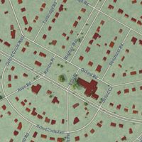 Second close-up of the map of Windsor Farms, Virginia print showing more streets and buildings