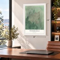 Windsor Hills, Maryland map, 18 x 24 inch print in a white frame in a home office