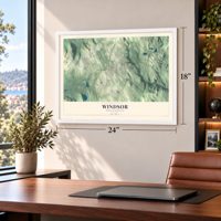 Windsor, Massachusetts map, 18 x 24 inch print in a white frame in a home office