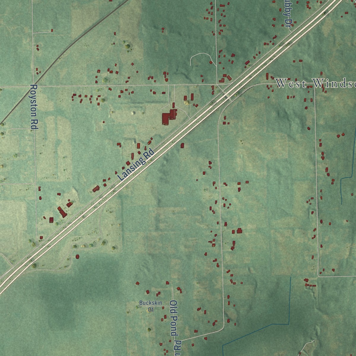 Second close-up of the map of Windsor, Michigan print showing more streets and buildings