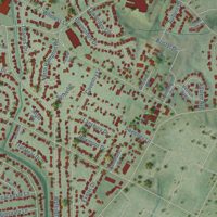 Second close-up of the map of Windsor Park, Texas print showing more streets and buildings