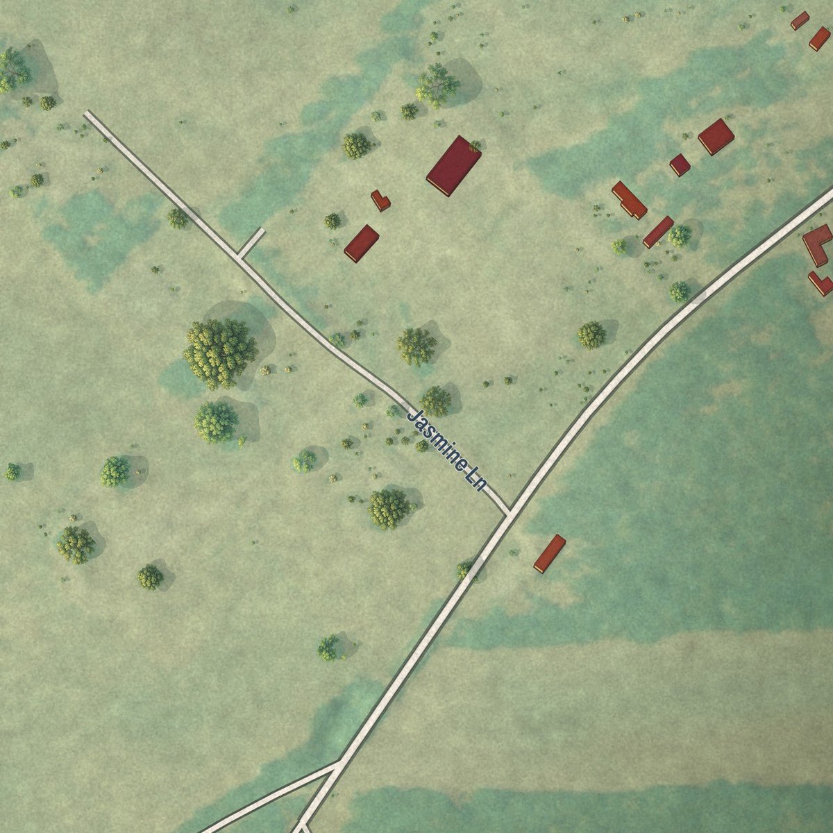 Second close-up of the map of Windsor, South Carolina print showing more streets and buildings