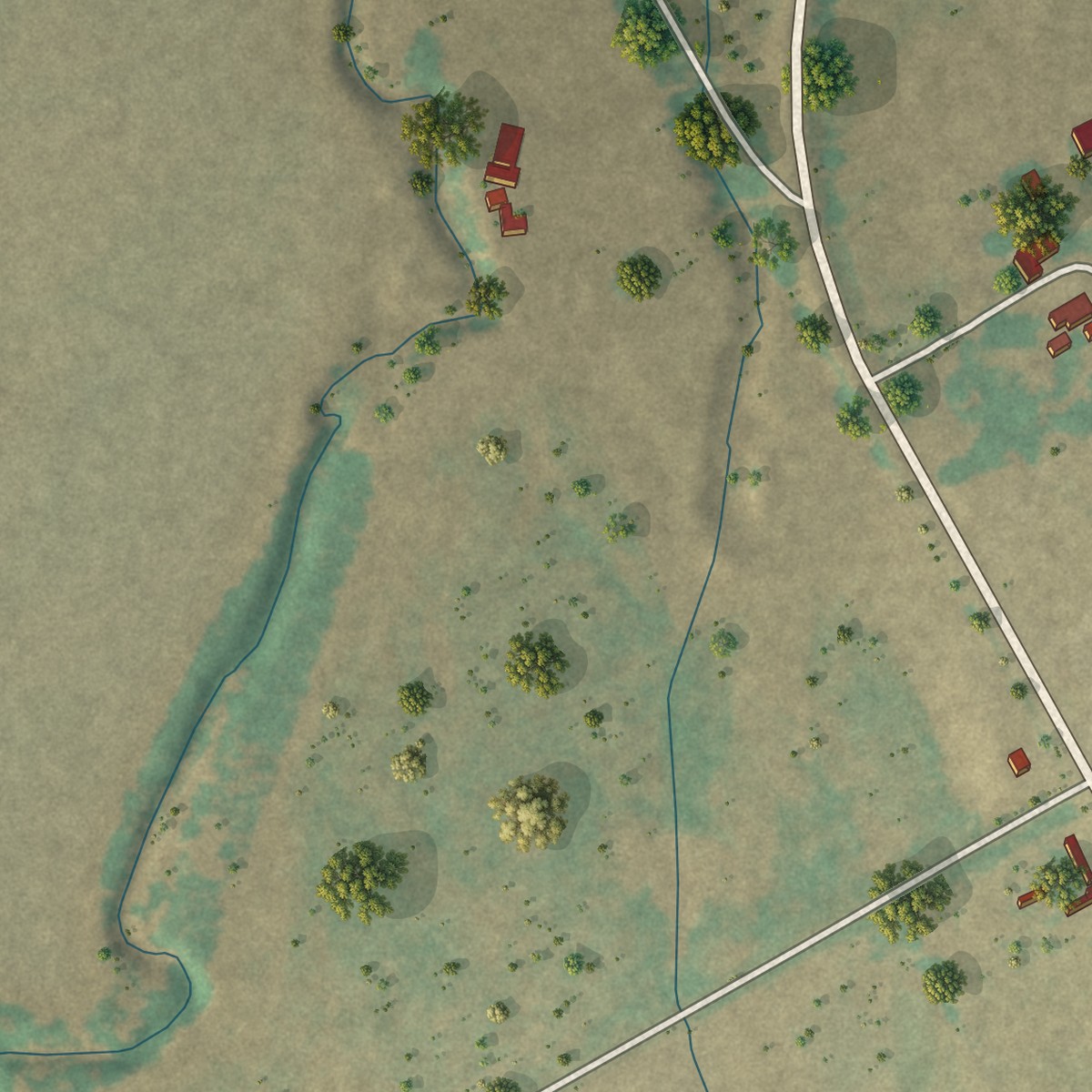 Second close-up of the map of Wingate, Texas print showing more streets and buildings