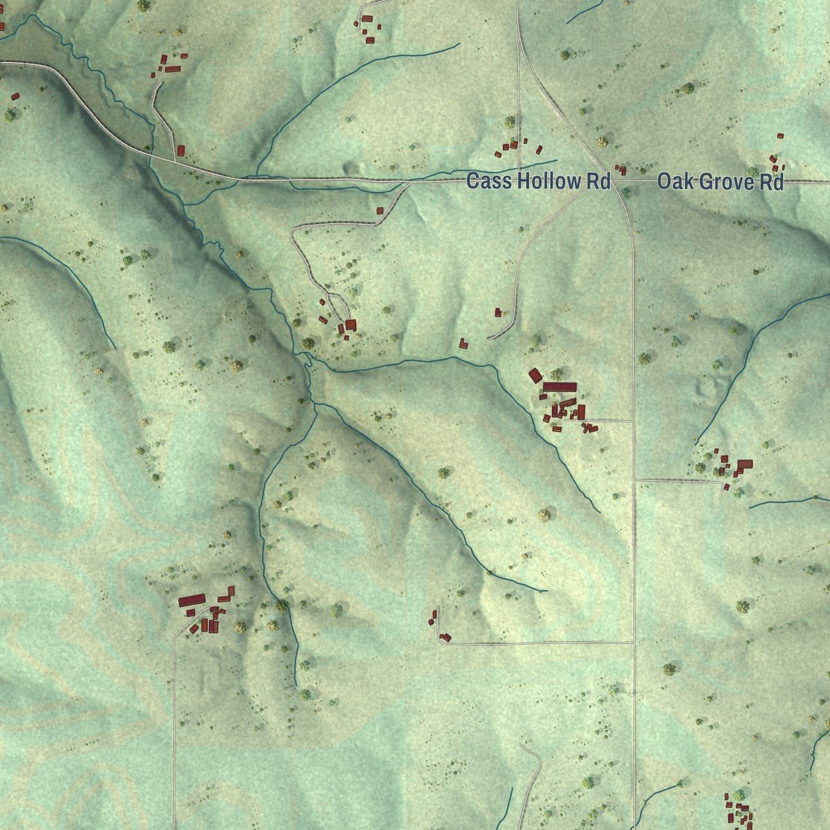 Second close-up of the map of Wingville, Wisconsin print showing more streets and buildings