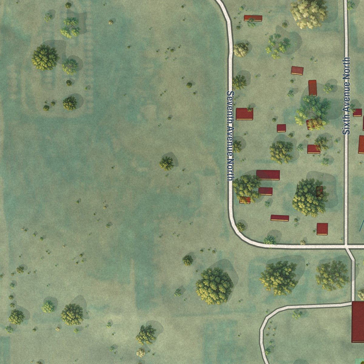 Second close-up of the map of Winifred, Montana print showing more streets and buildings