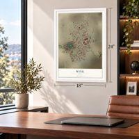 Wink, Texas map, 18 x 24 inch print in a white frame in a home office