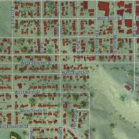 Second close-up of the map of Winner, South Dakota print showing more streets and buildings