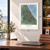 Winnetka, Illinois map, 18 x 24 inch print in a white frame in a home office