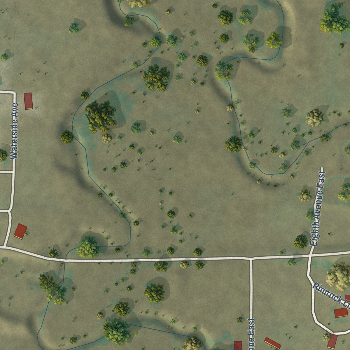 Second close-up of the map of Winnett, Montana print showing more streets and buildings