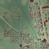 Second close-up of the map of Winnsboro, Louisiana print showing more streets and buildings