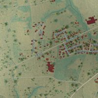 Second close-up of the map of Winnsboro, Texas print showing more streets and buildings