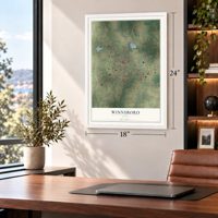 Winnsboro, Texas map, 18 x 24 inch print in a white frame in a home office
