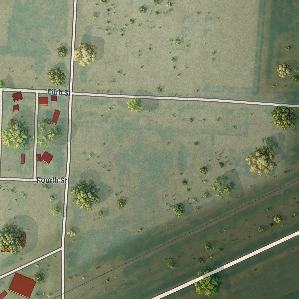 Second close-up of the map of Winona, Kansas print showing more streets and buildings