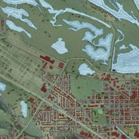 Second close-up of the map of Winona, Minnesota print showing more streets and buildings
