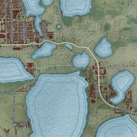Second close-up of the map of Winter Haven, Florida print showing more streets and buildings