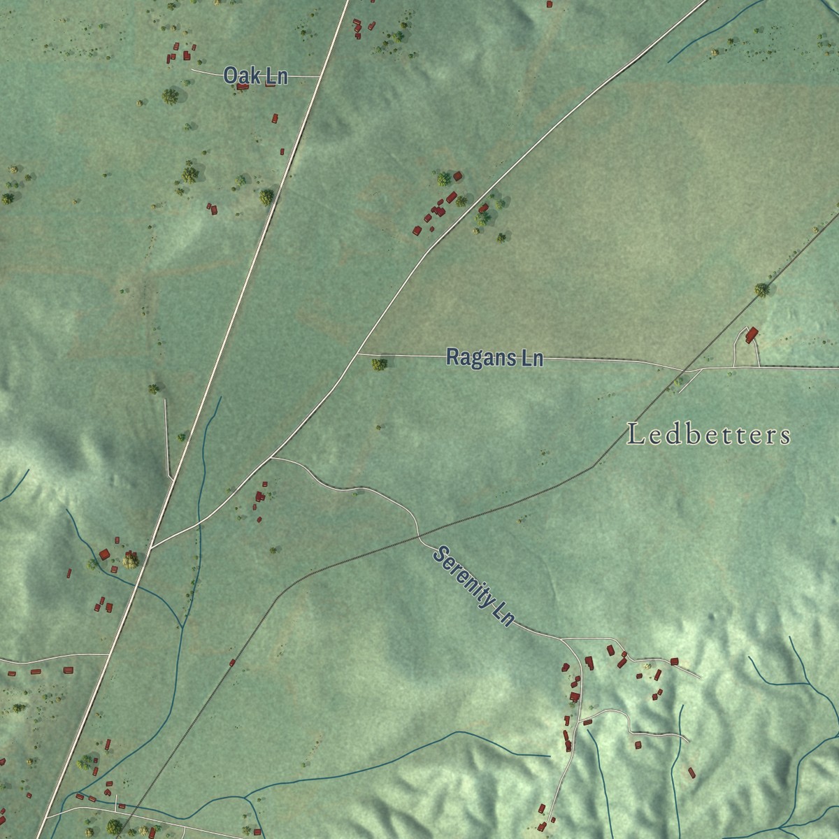 Second close-up of the map of Winterboro, Alabama print showing more streets and buildings