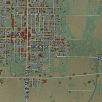 Second close-up of the map of Winters, Texas print showing more streets and buildings