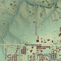 Second close-up of the map of Winterset, Iowa print showing more streets and buildings
