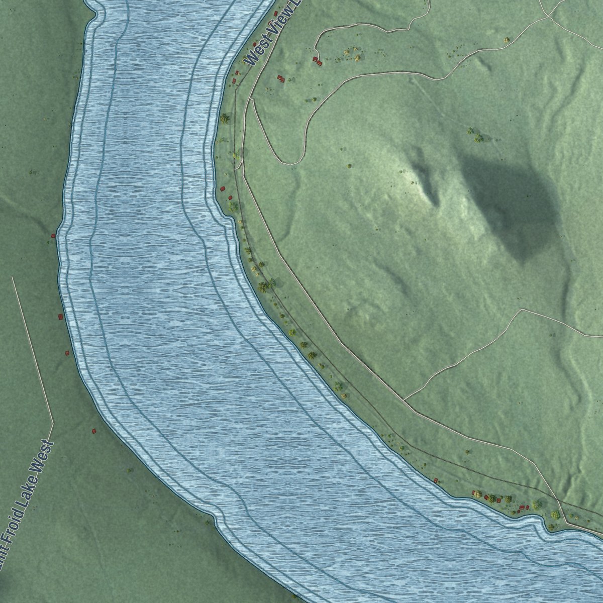 Second close-up of the map of Winterville, Maine print showing more streets and buildings