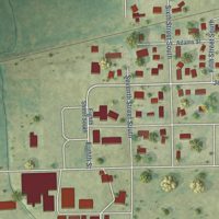 Second close-up of the map of Winthrop, Iowa print showing more streets and buildings