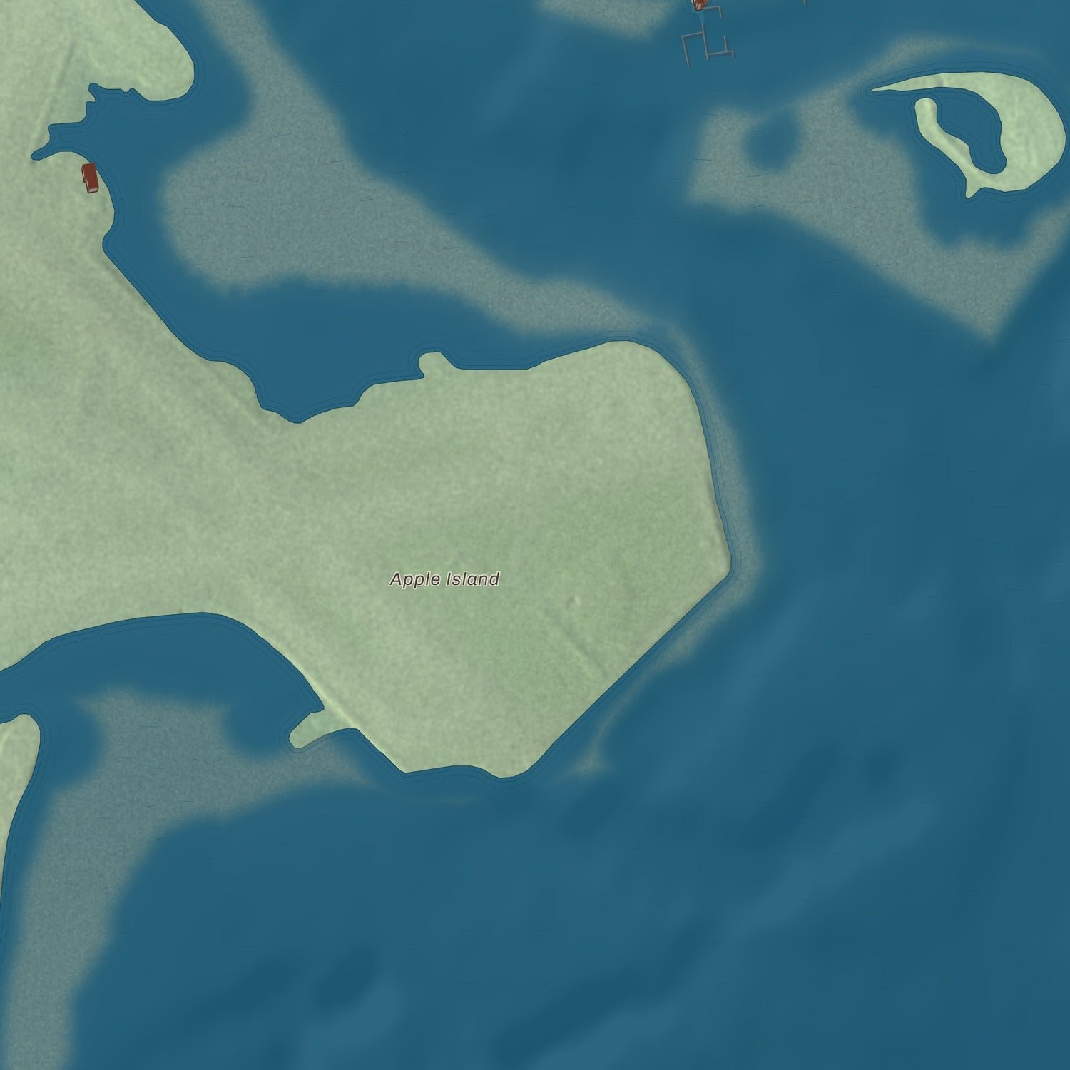 Close-up of the map of Winthrop, Massachusetts print showing terrain and local geography