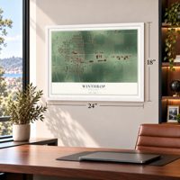 Winthrop, Minnesota map, 18 x 24 inch print in a white frame in a home office