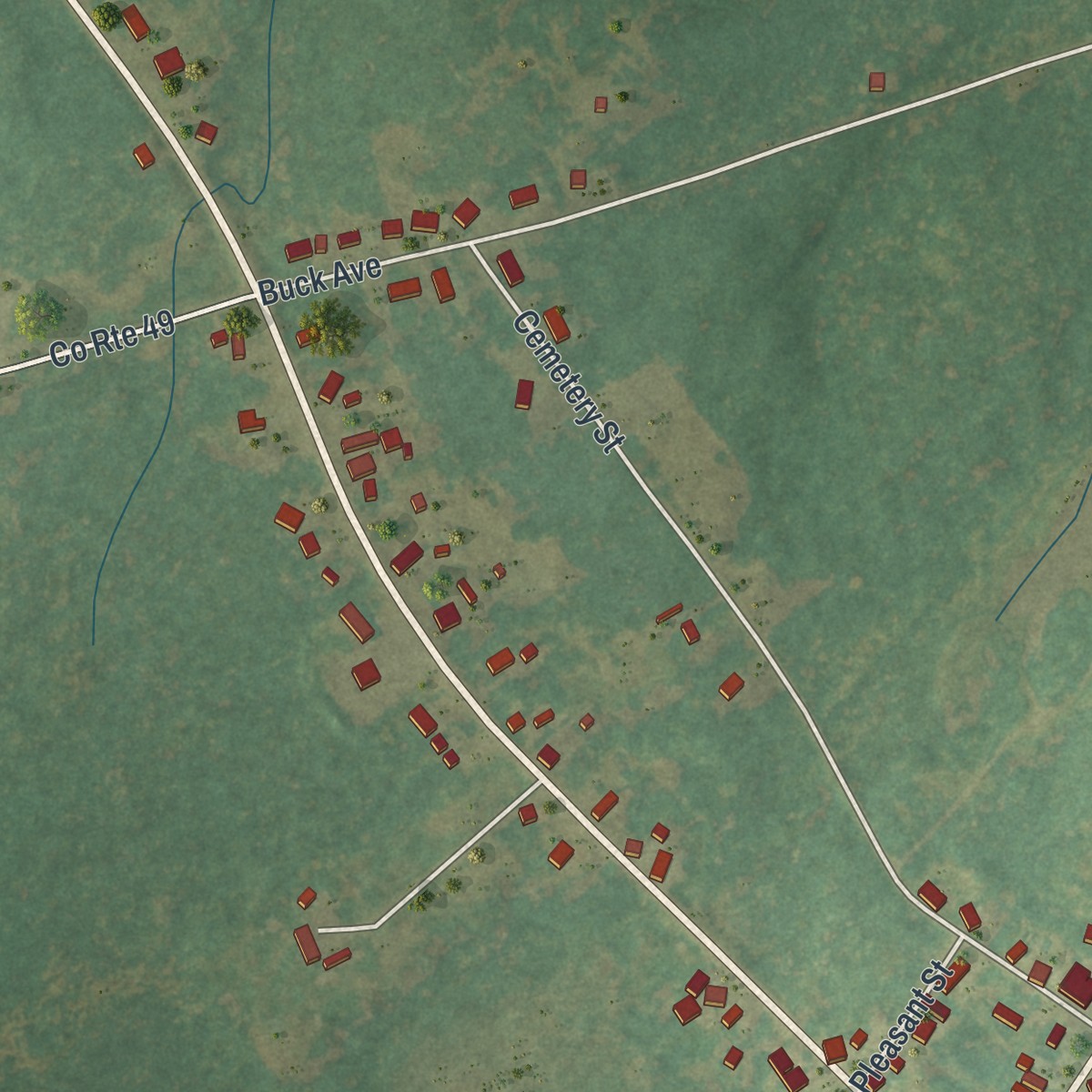 Second close-up of the map of Winthrop, New York print showing more streets and buildings