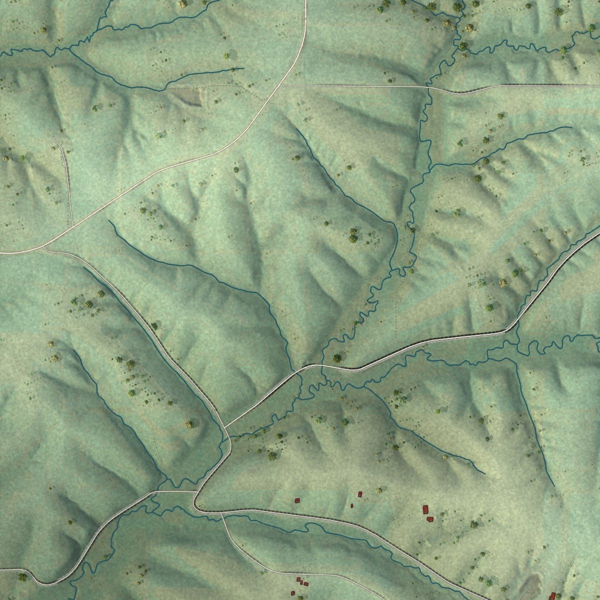 Second close-up of the map of Wiota, Wisconsin print showing more streets and buildings